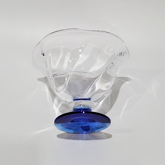 Orrefors Crystal Clear Bowl & Blue Pedestal Base - Picture 4 of 12